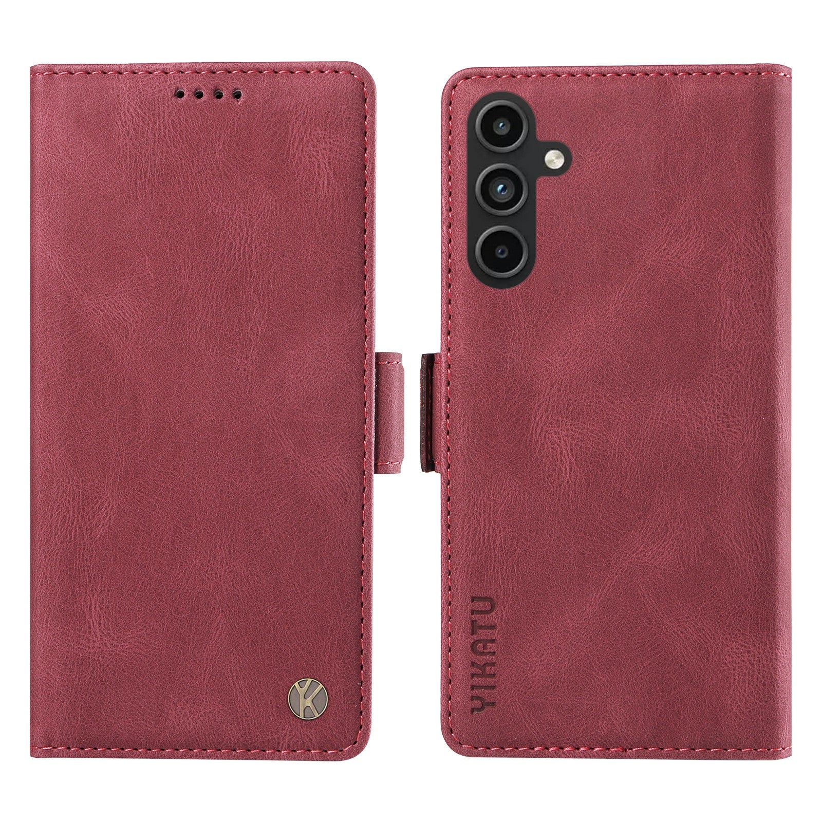 YIKATU YK-005 For Samsung Galaxy A15 4G / 5G Case Skin-Friendly Leather Flip Stand Phone Cover - Wine Red YIKATU YK-005 For Samsung Galaxy A15 4G / 5G Case Skin-Friendly Leather Flip Stand Phone Cover - Wine Red